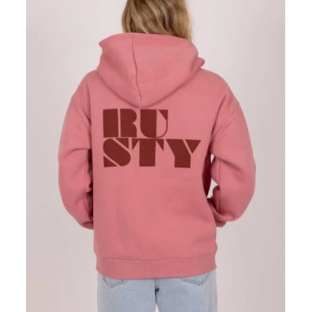 Rusty Sweatshirt Size S Pink Alana Oversized Zip-Up Hoodie Beachwear Surf